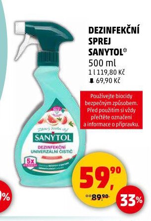 DEINFEKČNÍ SPREJ SANYTOL 500 ml