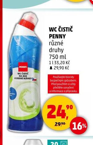WC ČISTIČ PENNY různé druhy 750 ml