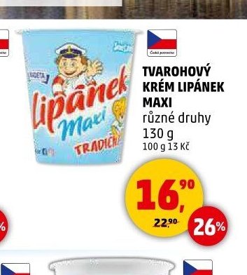Tvarohový krém Lipánek Maxi