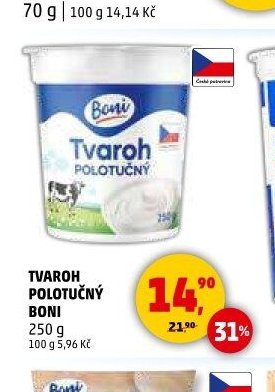 Tvaroh polotučný Boni