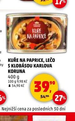 KUŘE NA PAPRICE, LEČO S KLOBÁSOU KARLOVA KORUNA