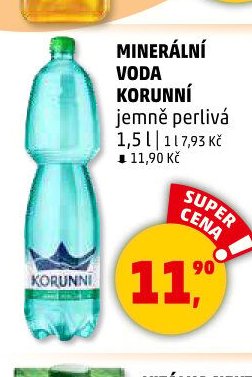 MINERÁLNÍ VODA KORUNNÍ jemně perlivá 1,5 l