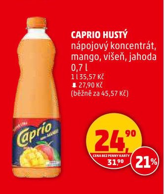 CAPRIO HUSTÝ nápojový koncentrát, mango, višeň, jahoda 0,7 l