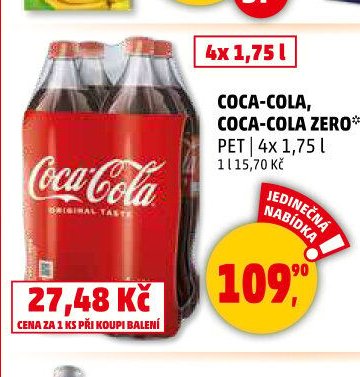 COCA-COLA, COCA-COLA ZERO* PET | 4x 1,75 l