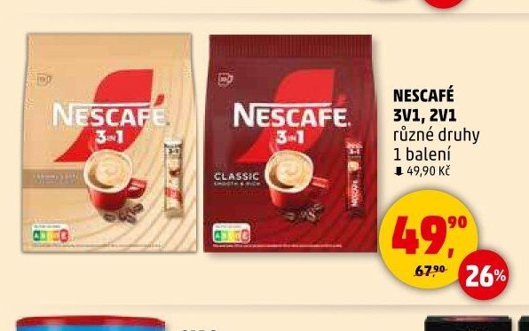 NESCAFÉ 3V1, 2V1 různé druhy 1 balení