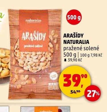 ARAŠÍDY NATURALIA pražené solené 500 g