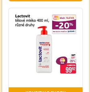 Lactovit tělovové mléko 400 ml, různé druhy