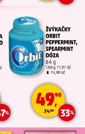 Žvýkačky Orbit Peppermint, Spearmint dóza