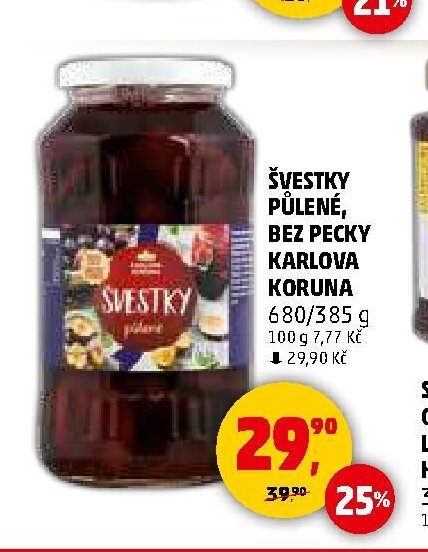 Švestky půlené, bez pecky Karlova Koruna