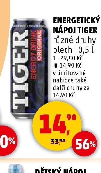 ENERGETICKÝ NÁPOJ TIGER různé druhy plech 0,5 l