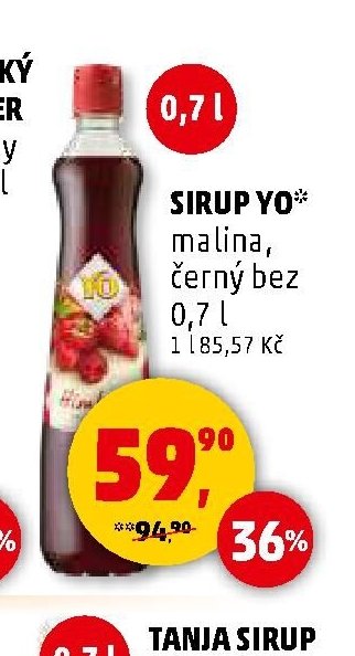 SIRUP YO* malina, černý bez 0,7 l