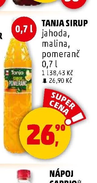 TANJA SIRUP jahoda, malina, pomeranč 0,7 l