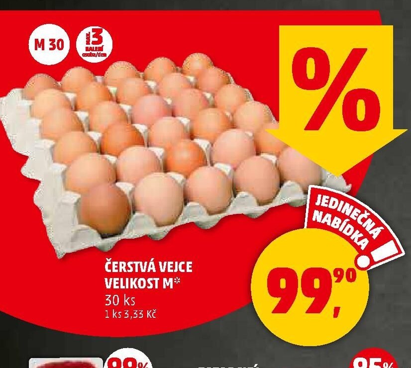 ČERSTVÁ VEJCE VELIKOST M 30 ks