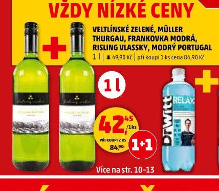 Veltlínské zelené, Müller Thurgau, Frankovka modrá, Risling vlassky, Modrý Portugal