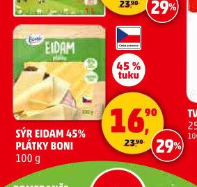 Sýr Eidam 45 % plátky Boni