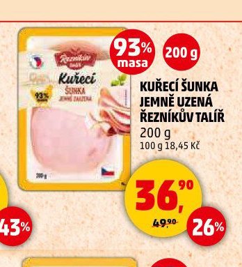 KUŘECÍ ŠUNKA JEMNĚ UZENÁ ŘEZNÍKŮV TALÍŘ 200 g