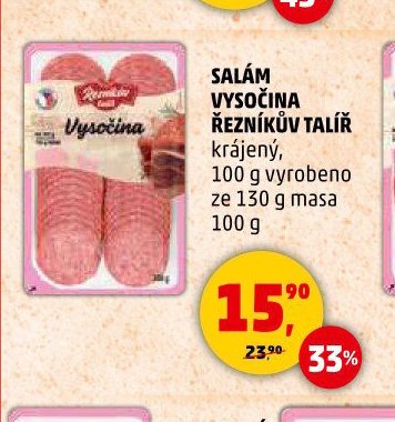 SALÁM VYSOČINA ŘEZNÍKŮV TALÍŘ krájený, 100 g