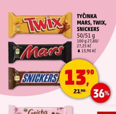 Tyčinky Mars, Twix, Snickers