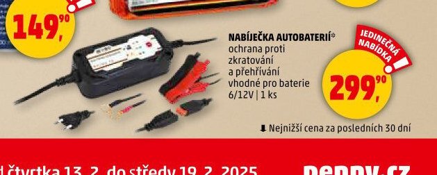 Nabíječka autobaterií 6/12V 1 ks