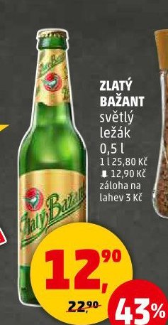 Zlatý Bažant světlý ležák 0,5 l