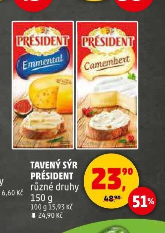 Tavený sýr Président různé druhy 150 g