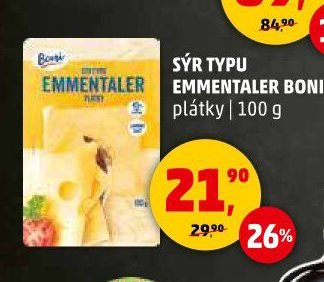 Sýr typu Emmentaler Boni plátky 100 g