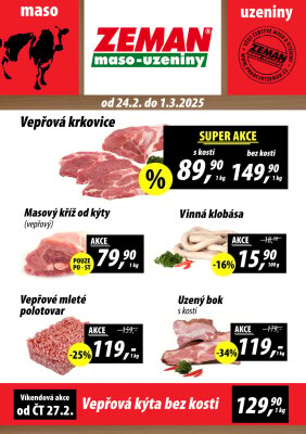aktuální leták ZEMAN maso - uzeniny 24.2.2025-1.3.2025