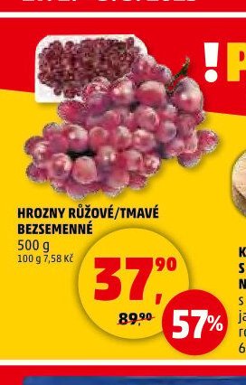 Hrozny růžové/tmavé bezsemenné