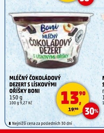 MLÉČNÝ ČOKOLÁDOVÝ DEZERT S LÍSKOVÝMI OŘÍŠKY BONI 150 g