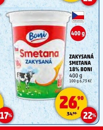 ZAKYSANÁ SMETANA 18% BONI 400 g