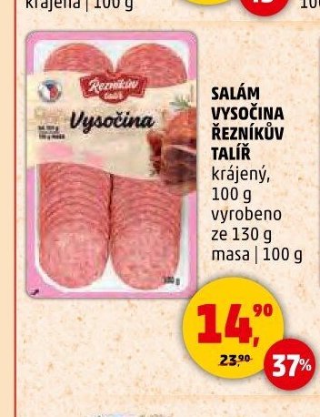 SALÁM VYSOČINA ŘEZNÍKŮV TALÍŘ krájený, 100 g
