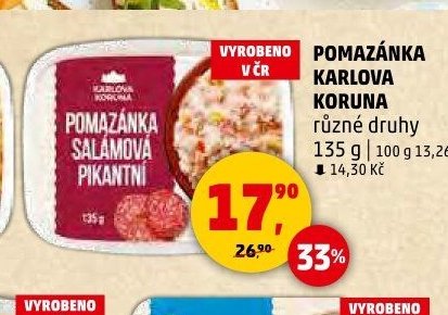 Pomazanka Karlova Koruna salamova pikantni