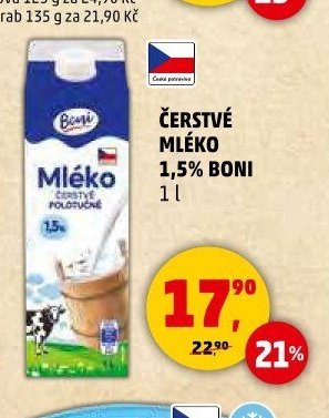 Cerstve mleko 1,5% Boni