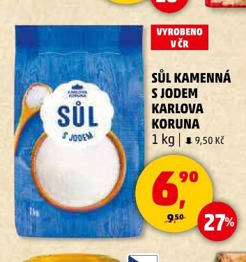 Sůl kamenná s jodem Karlova Koruna 1 kg