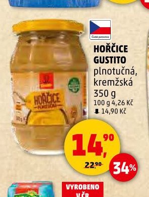 Hořčice Gustito plnotučná, kremžská 350 g
