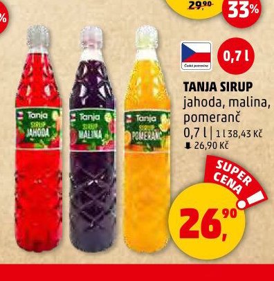 Tanja sirup jahoda, malina, pomeranč 0,7 l