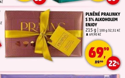 Plněné pralinky s 3% alkoholem Enjoy