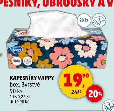 KAPESNÍKY WIPPY box 3vrstvé 90 ks