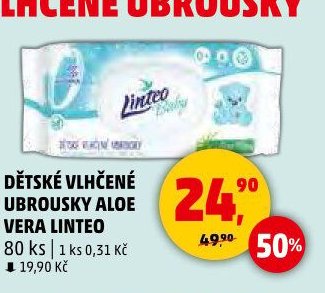 DĚTSKÉ VLHČENÉ UBROUSKY ALOE VERA LINTEO 80 ks