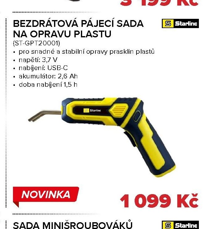 BEZDRÁTOVÁ PÁJECÍ SADA NA OPRAVU PLASTU