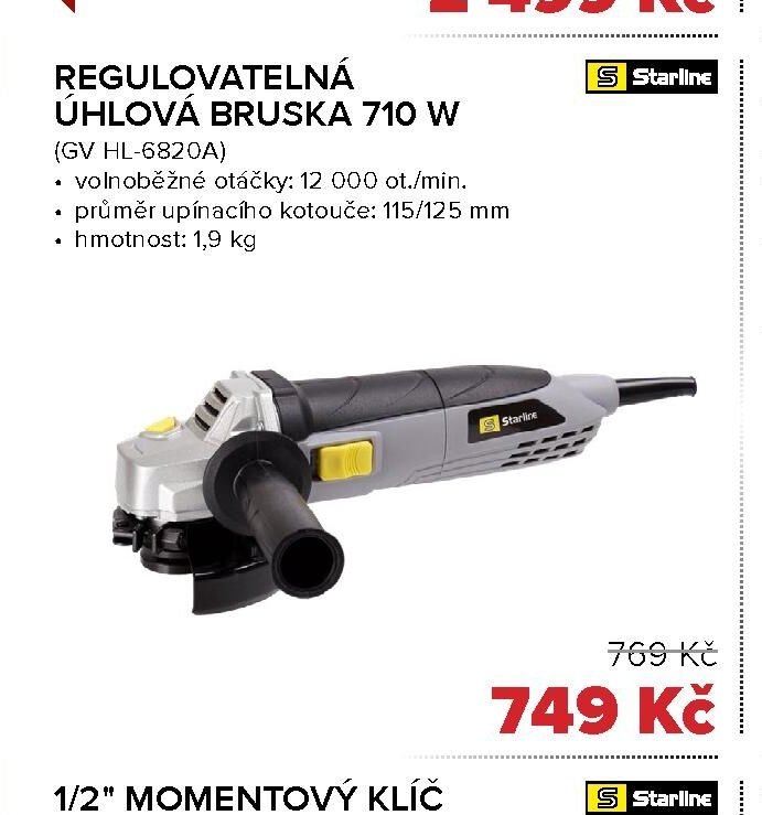 REGULOVATELNÁ ÚHLOVÁ BRUSKA 710 W