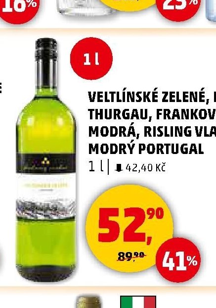 Veltlínské zelené, Müller Thurgau, Frankovka modrá, Risling vlassky, Modrý Portugal