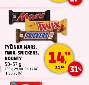 Tyčinka Mars, Twix, Snickers, Bounty