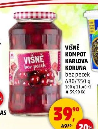 Višně kompot Karlova Koruna 680/350 g