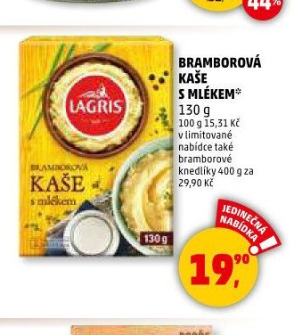 Bramborová kaše s mlékem Lagris
