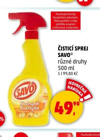 Čistící sprej Savo různé druhy 500 ml