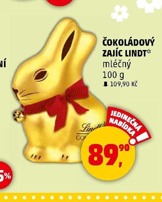 Čokoládový zajíc Lindt mléčný