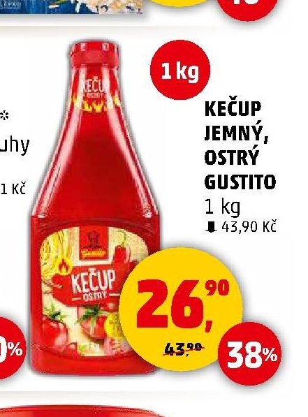 Kečup jemný, ostrý Gustito