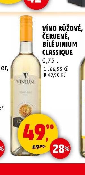 VÍNO RŮŽOVÉ, ČERVENÉ, BÍLÉ VINIUM CLASSIQUE