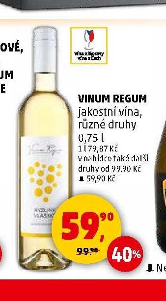 VINUM REGUM jakostní vína, různé druhy